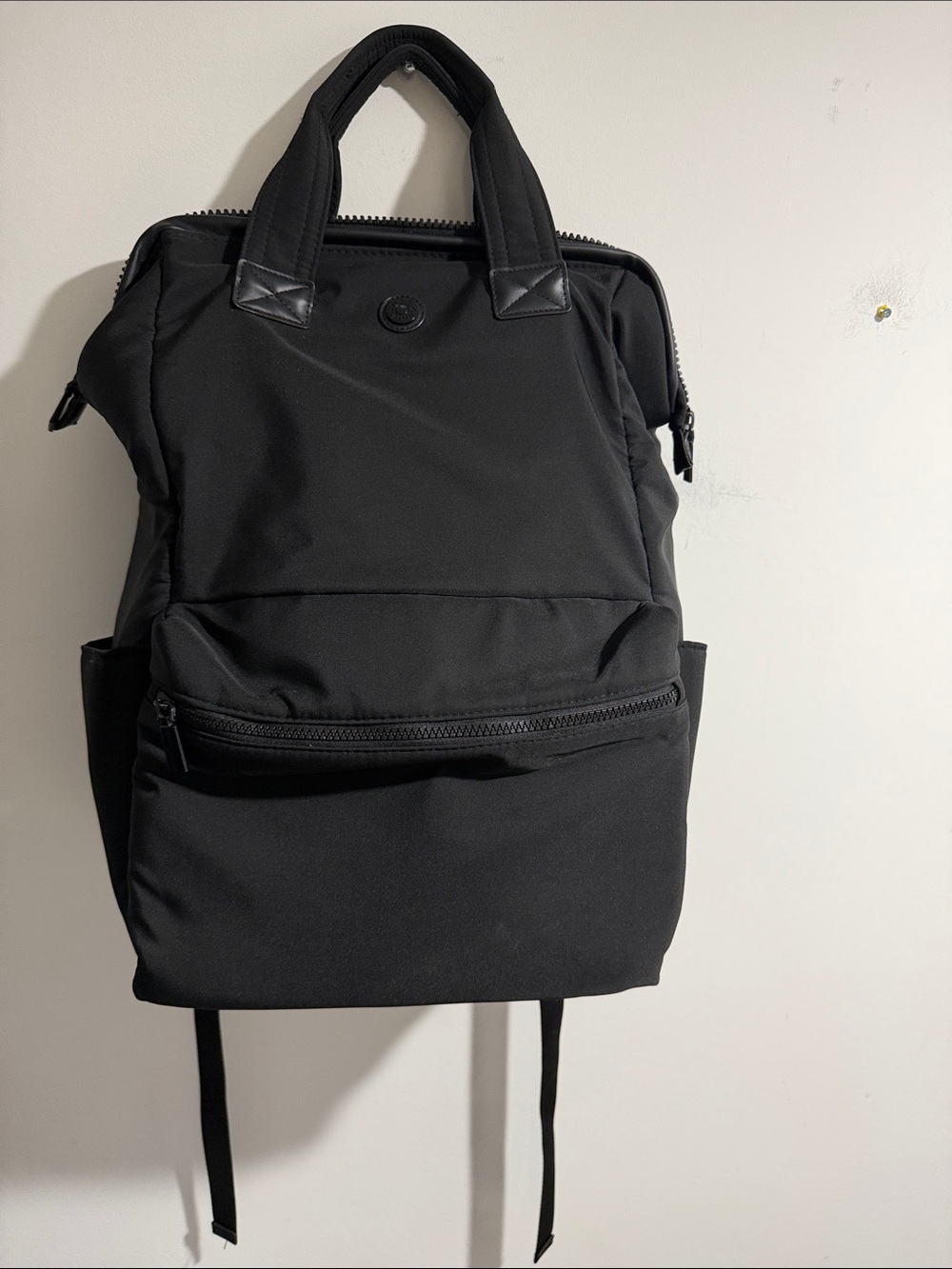 Max Studio Black Nylon Backpack with Top Handles NWOT